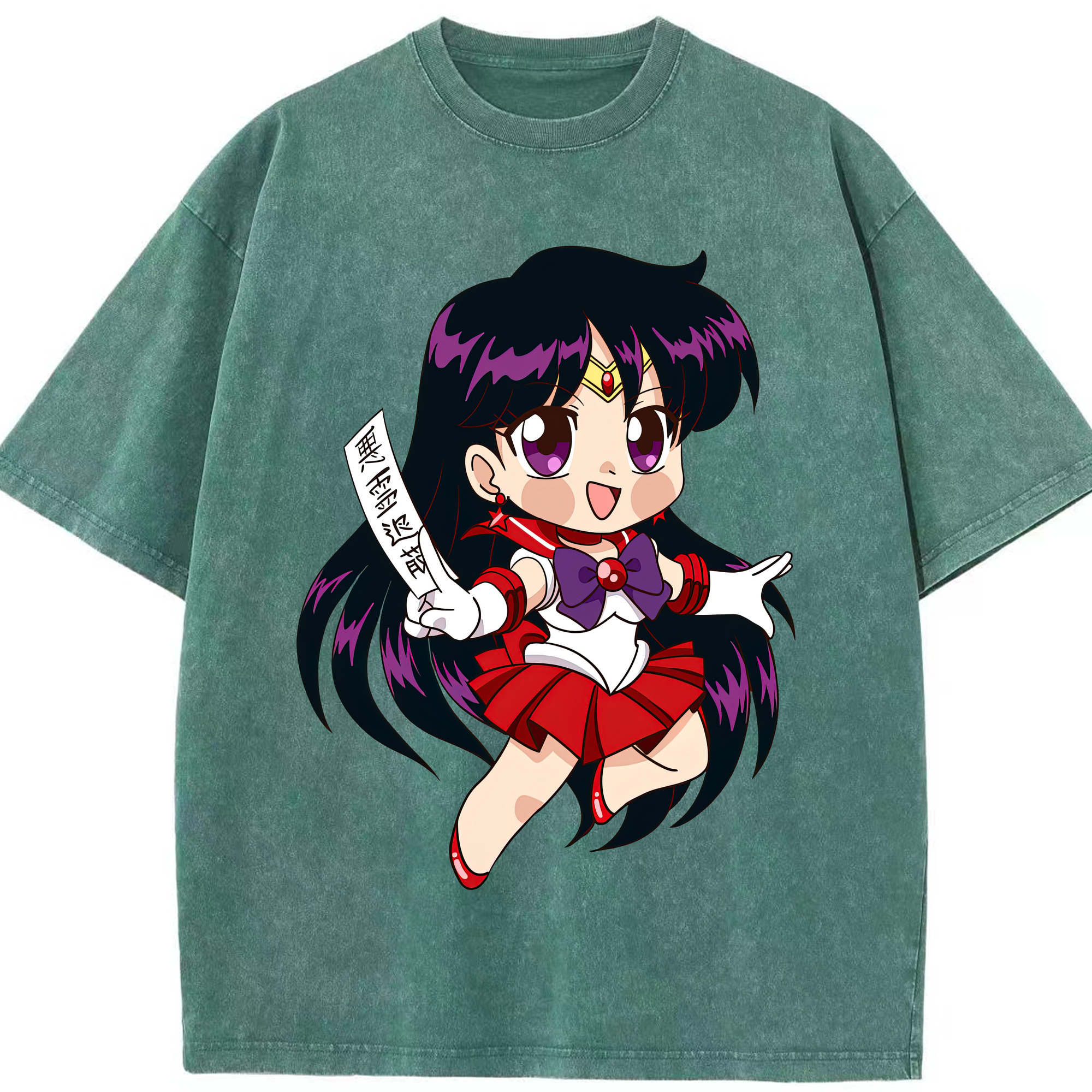 （画像用） 美少女戦士セーラームーン 火野レイ ひの レイ Sailor Moon Hino Rei （セーラーマーズ,Sailor Mars） 綿100% ヴィンテージ風 半袖Tシャツ（フロントプリント）